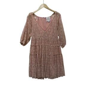 Johnny Was Biya CHELLY Embroidered Tiered Mesh Dress Sz M